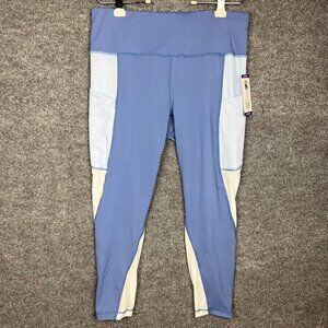 NEW $89 Active Life Women‎ Leggings  Mesh Yoga Pants Bella Blue Cloud White XXL